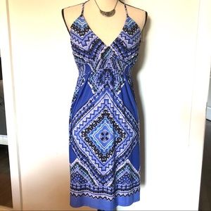 INC Blue Flowy Tribal Dress - Large